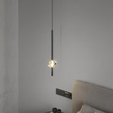 Modern Black Crystal Rod Cylinder Bedroom Pendant Light Image - 1