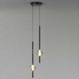 Modern Black Crystal Rod Cylinder Bedroom Pendant Light Image - 10