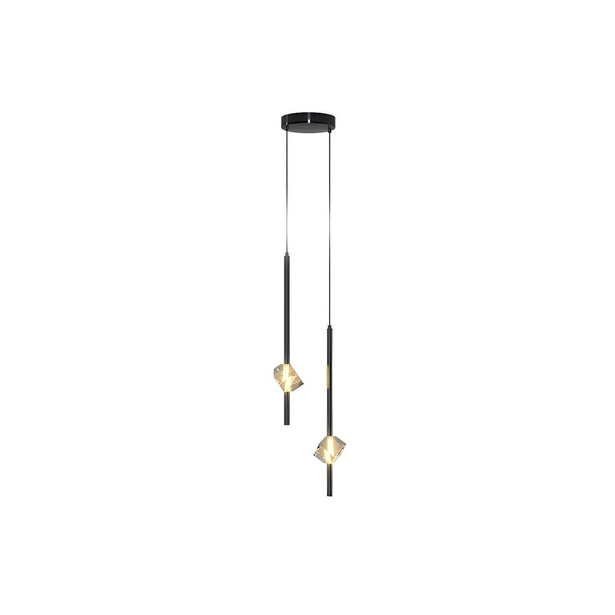 Modern Black Crystal Rod Cylinder Bedroom Pendant Light Image - 11