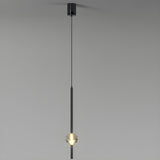 Modern Black Crystal Rod Cylinder Bedroom Pendant Light Image - 12