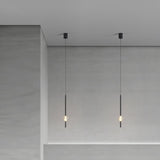 Modern Black Crystal Rod Cylinder Bedroom Pendant Light Image - 3