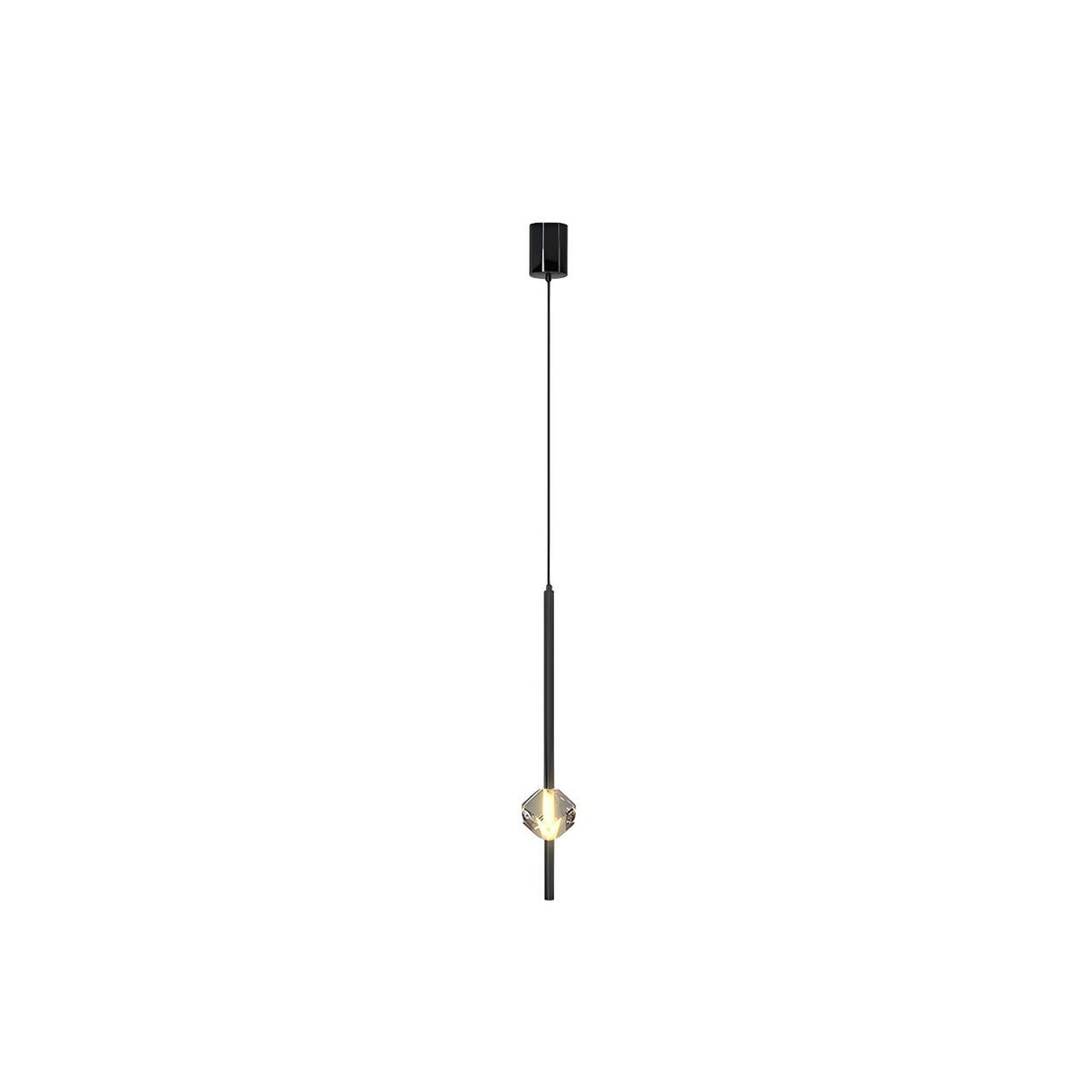 Modern Black Crystal Rod Cylinder Bedroom Pendant Light Image - 6