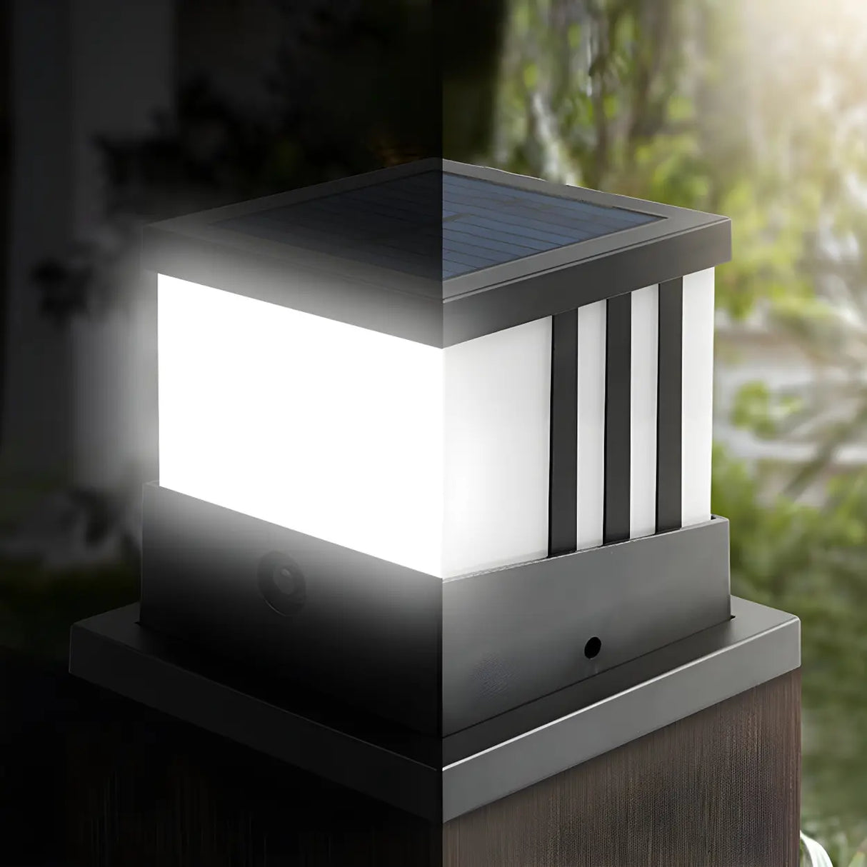 Modern Black Cube Outdoor Pathway Post Caps Light Image - 7