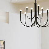 Modern Black Curved Arms Chandelier Adjustable Height Image - 12