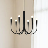 Modern Black Curved Arms Chandelier Adjustable Height Image - 4