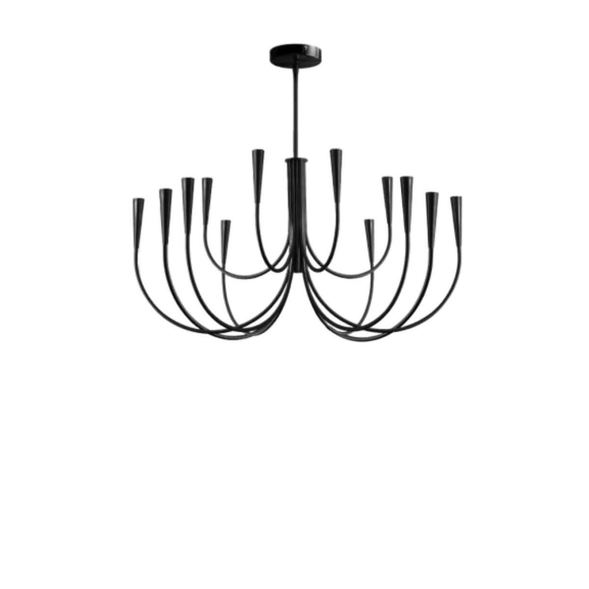 Modern Black Curved Arms Chandelier Adjustable Height Image - 5