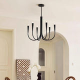 Modern Black Curved Arms Chandelier Adjustable Height Image - 6