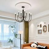 Modern Black Curved Arms Chandelier Adjustable Height Image - 7