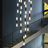 Modern Black Cylinder Acrylic Spiral Stairwell Pendant Light Image - 1