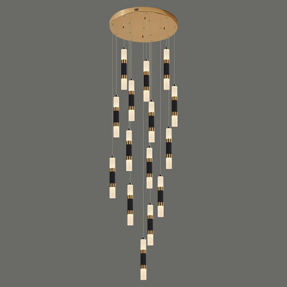 Modern Black Cylinder Acrylic Spiral Stairwell Pendant Light Image - 10