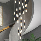 Modern Black Cylinder Acrylic Spiral Stairwell Pendant Light Image - 3