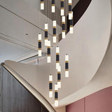 Modern Black Cylinder Acrylic Spiral Stairwell Pendant Light Image - 6