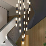 Modern Black Cylinder Acrylic Spiral Stairwell Pendant Light Image - 8