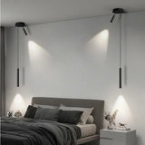 Modern Black Cylinder Bedroom Dual Heads LED Pendant Light Image - 11