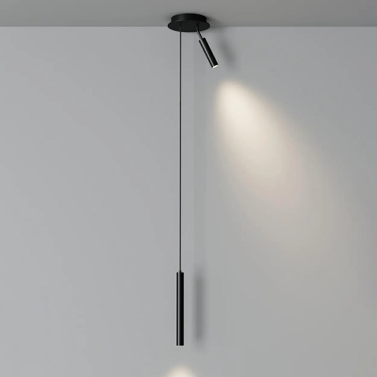 Modern Black Cylinder Bedroom Dual Heads LED Pendant Light Image - 7