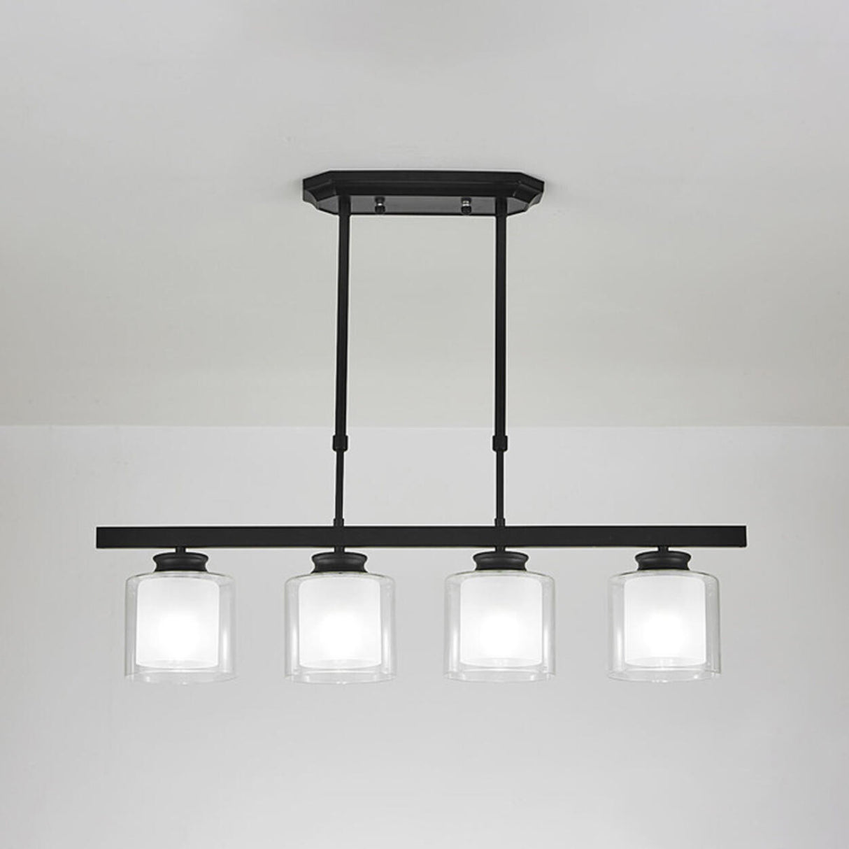 Modern Black Cylinder Kitchen Island Pendant Light Image - 3