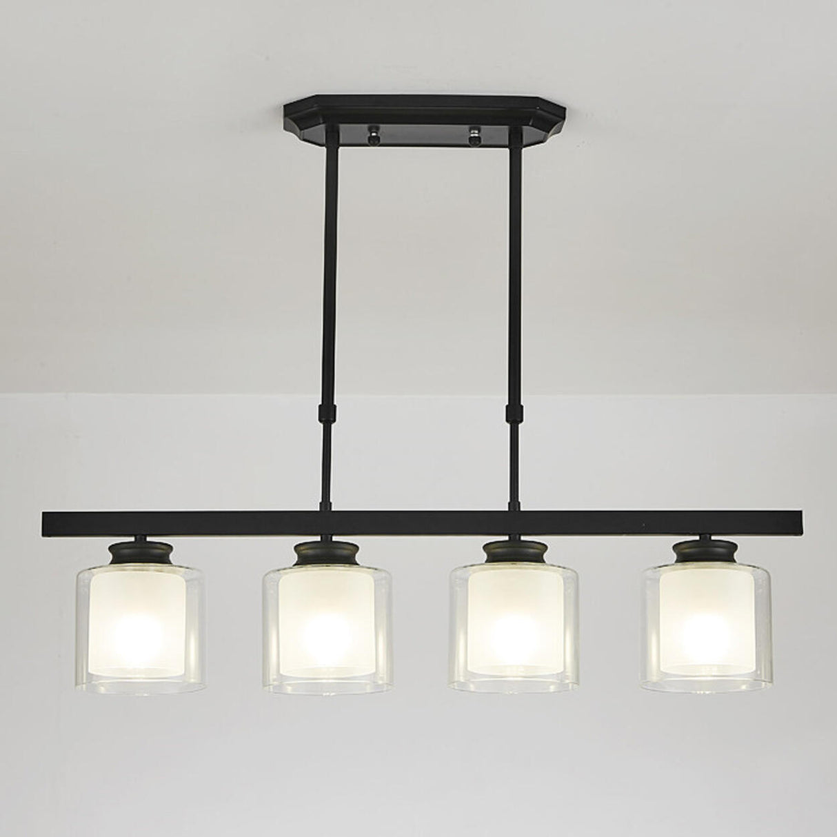 Modern Black Cylinder Kitchen Island Pendant Light Image - 6