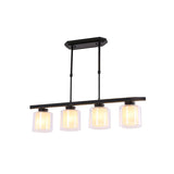 Modern Black Cylinder Kitchen Island Pendant Light Image - 7