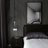 Modern Black Cylinder Metal Bedroom Pendant Light Image - 6