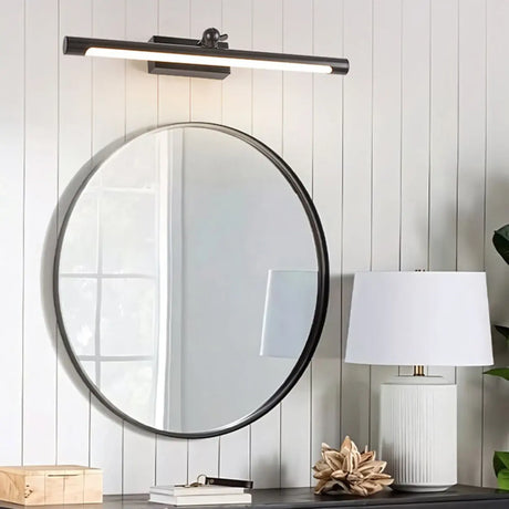 Modern Black Cylinder Metal Mirror  Vanity LED Light Image - 2