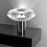 Modern Black Cylindrical Base Clear Glass Table Lamp Image - 1