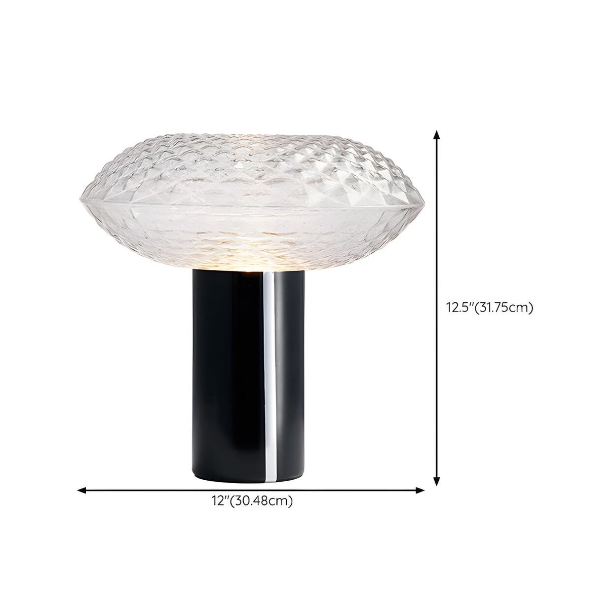 Modern Black Cylindrical Base Clear Glass Table Lamp 