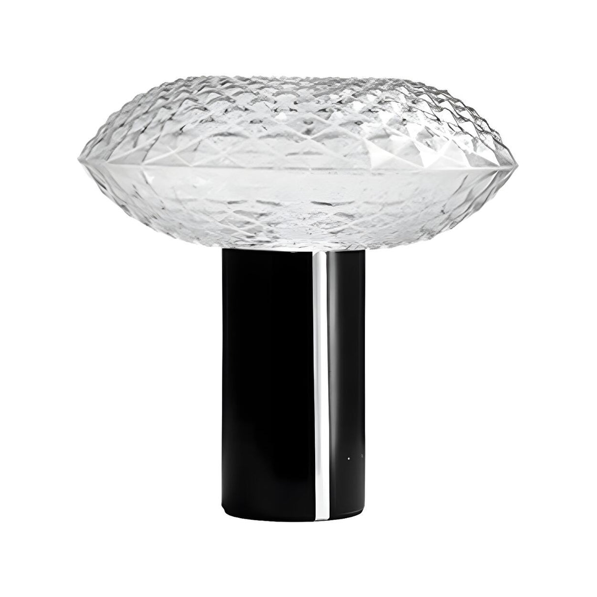 Modern Black Cylindrical Base Clear Glass Table Lamp Image - 2