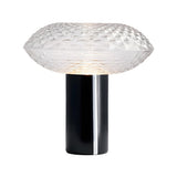 Modern Black Cylindrical Base Clear Glass Table Lamp Image - 6