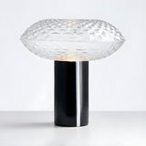 Modern Black Cylindrical Base Clear Glass Table Lamp Image - 7