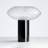 Modern Black Cylindrical Base Clear Glass Table Lamp Image - 8