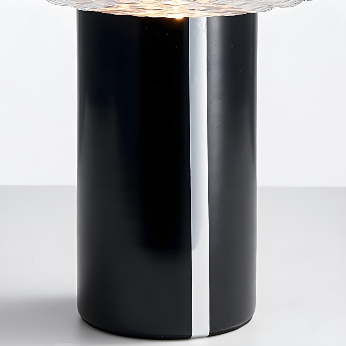 Modern Black Cylindrical Base Clear Glass Table Lamp Image - 9