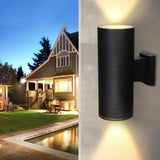 Modern Black Cylindrical Outdoor Wall Sconce Image - 3