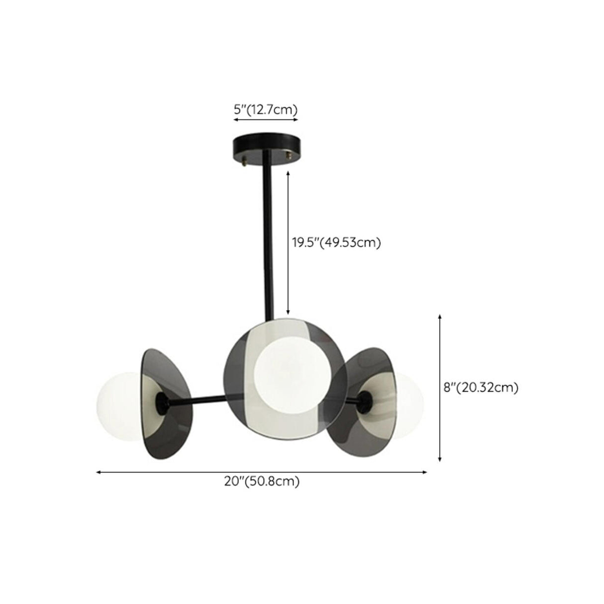 Modern Black Disc White Globe Bulbs LED Chandelier  