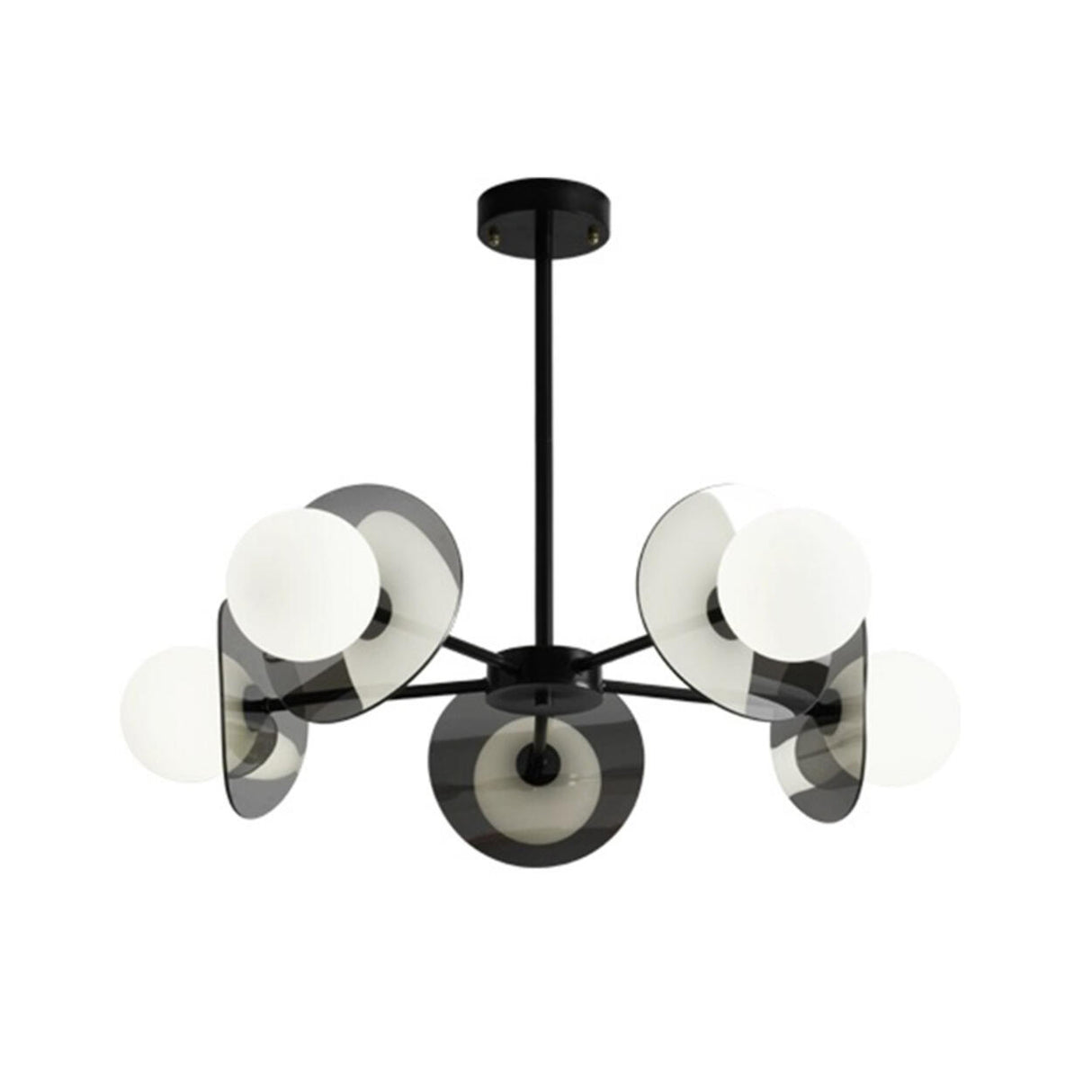 Modern Black Disc White Globe Bulbs LED Chandelier  Image - 3