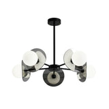 Modern Black Disc White Globe Bulbs LED Chandelier  Image - 3