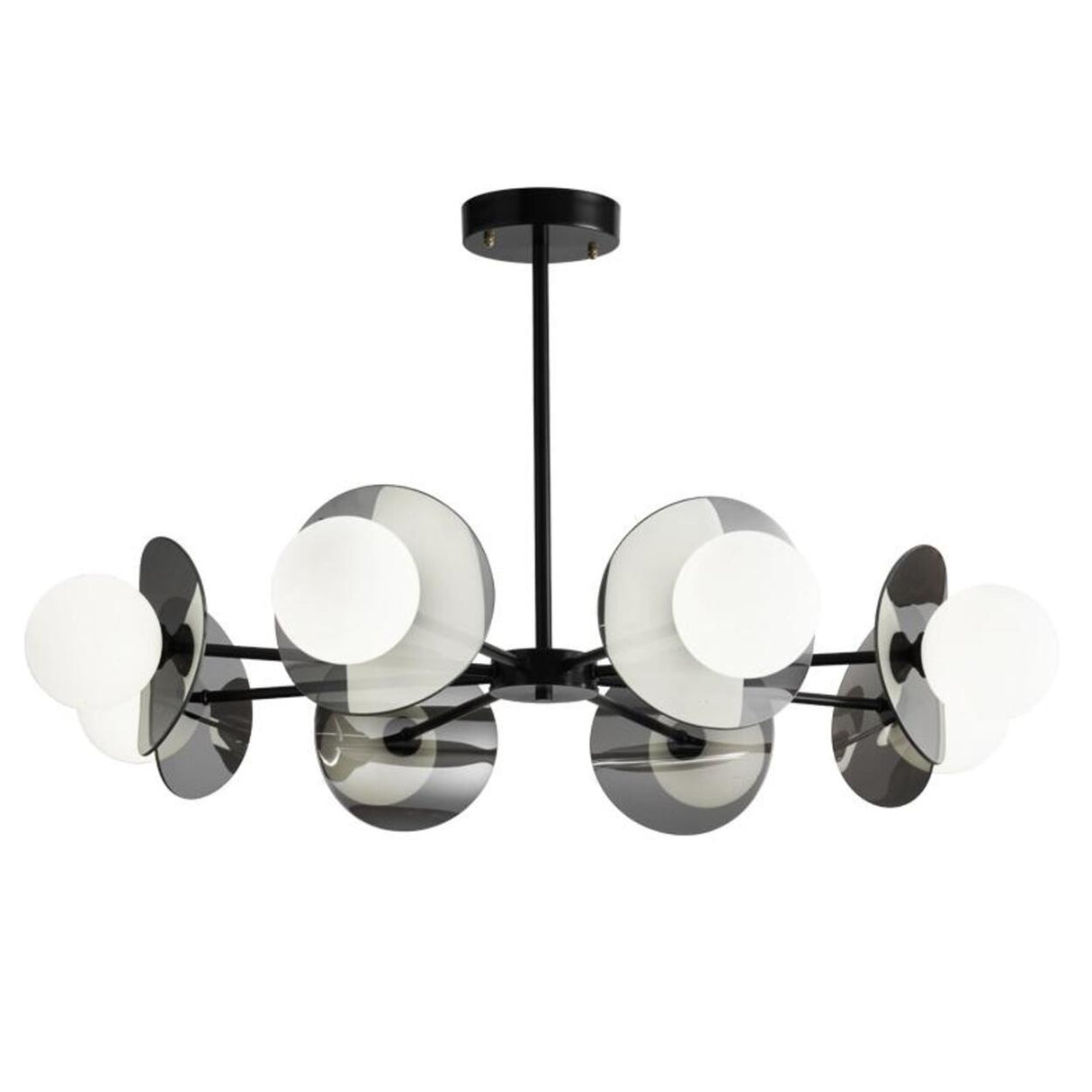 Modern Black Disc White Globe Bulbs LED Chandelier  Image - 7