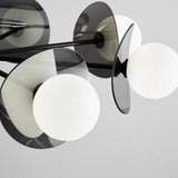 Modern Black Disc White Globe Bulbs LED Chandelier  Image - 8