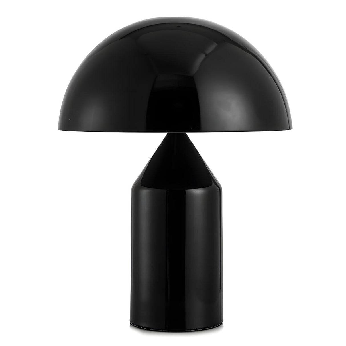 Modern Black Dome Shade Geometric Base Table Lamp Image - 6