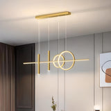 Modern Black Double Ring LED Island Pendant Light Image - 14