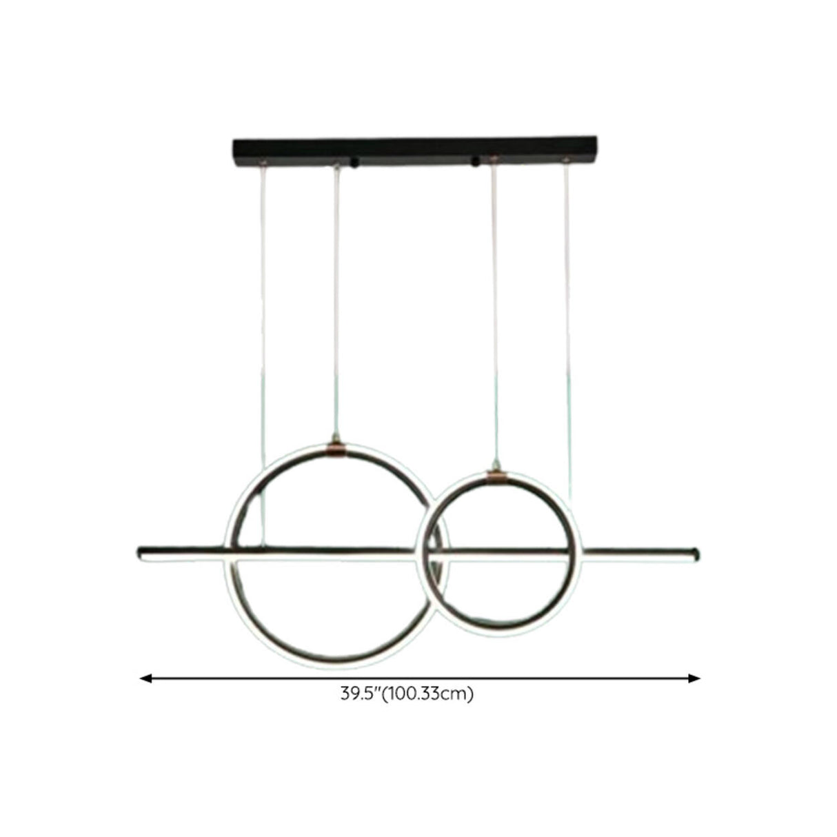 Modern Black Double Ring LED Island Pendant Light 