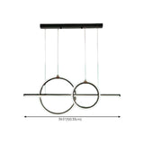 Modern Black Double Ring LED Island Pendant Light #size