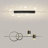 Modern Black Double Ring LED Island Pendant Light Image - 6