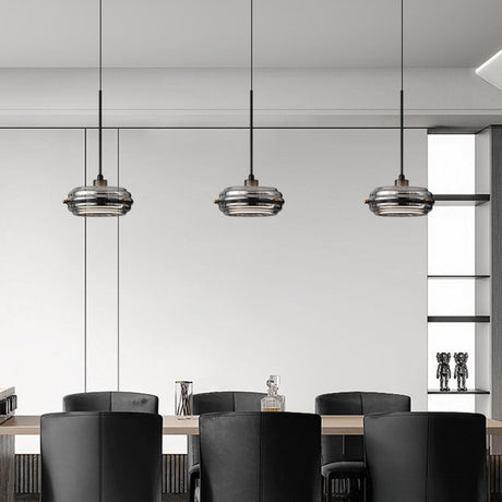 Modern Black Drum Kitchen Island Pendant Lighting Image - 1