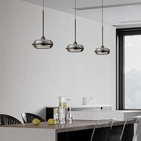 Modern Black Drum Kitchen Island Pendant Lighting Image - 2