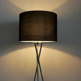 Modern Black Drum Shade Tripod Metal Floor Lamp Image - 10