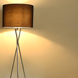 Modern Black Drum Shade Tripod Metal Floor Lamp Image - 5