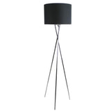 Modern Black Drum Shade Tripod Metal Floor Lamp Image - 6