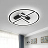 Modern Black Dual-L Circular LED Flush Mount Light Image - 1