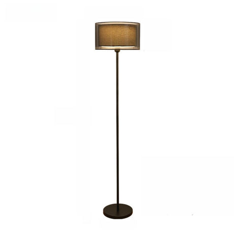 Modern Black Dual-Layered Fabric Drum Floor Lamp  Image - 2