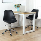 Modern Black Ergonomic Office Stool Wheels Adjustable Height Image - 1